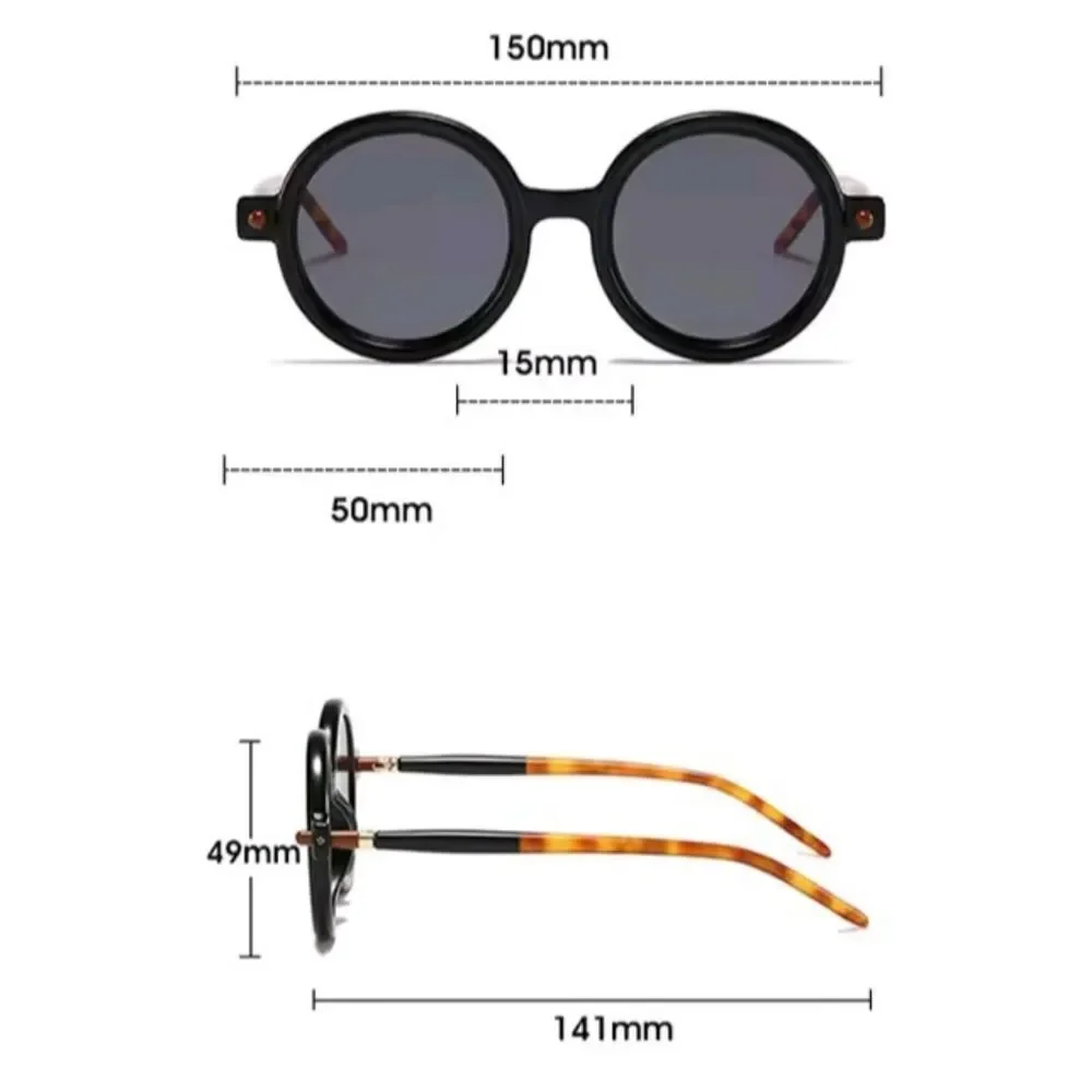 Vintage Black Unisex Round Sunglasses